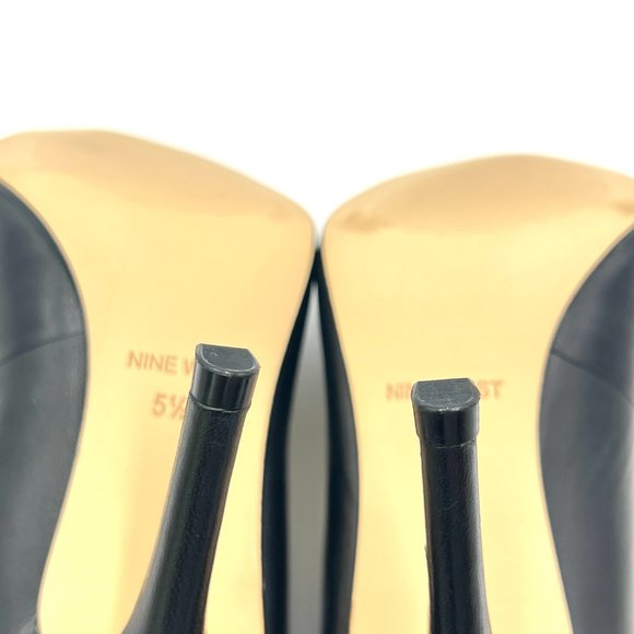 Nine West Womens Flax Black Leather Classic Point Toe Stiletto Heels Pumps Shoes - Picture 12 of 15